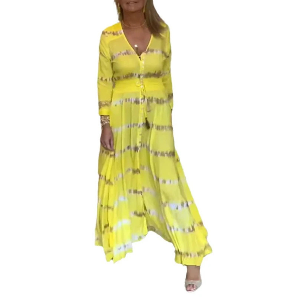 ZARA Summer Printed Collar Long Sleeve Elegant Office Dress